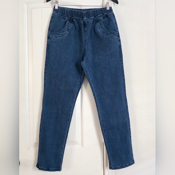 Soojun Women's Elastic Waist Jeans Stretch Pull On Pants Size M - Picture 1 of 9